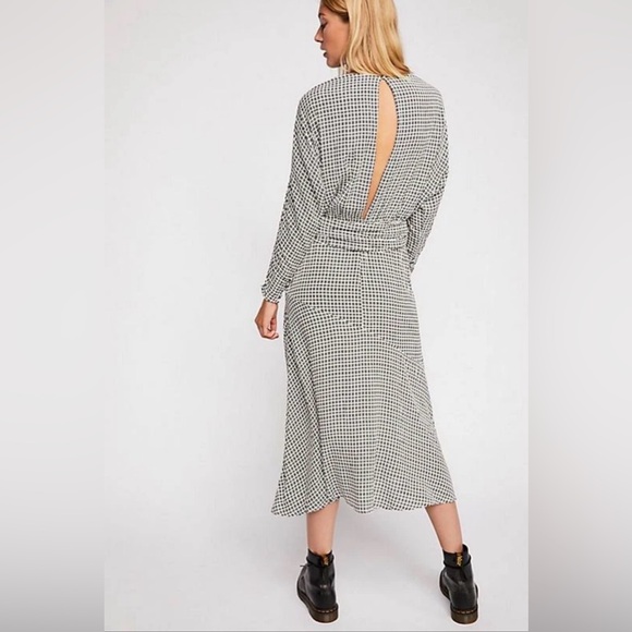 Free People Elected Black and White Checkered Midi Dress, Size 4 - Picture 3 of 8